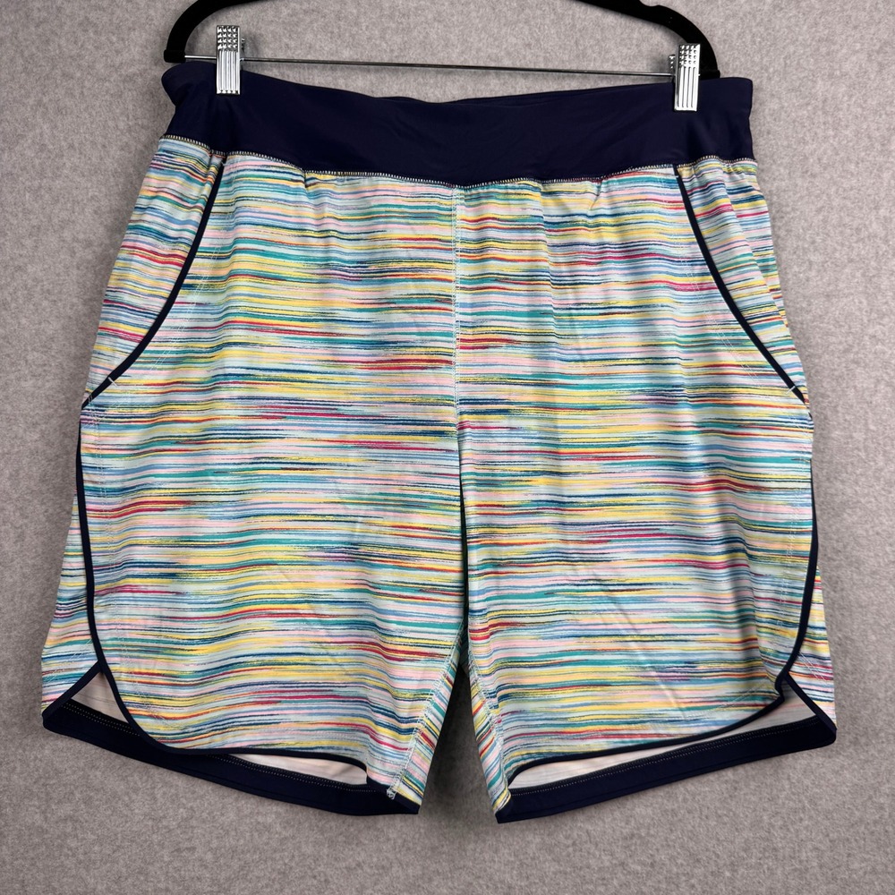 Lands' End Board Shorts Womens 14 Multi Color Striped Pockets Swim Trunks